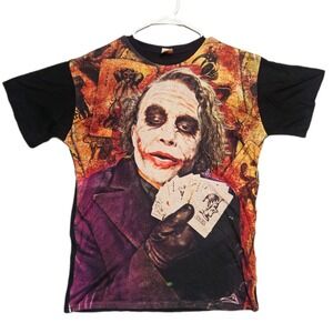 DC Comics Joker T-Shirt Mens L Black The Dark Knight Heath Ledger Graphic Tee